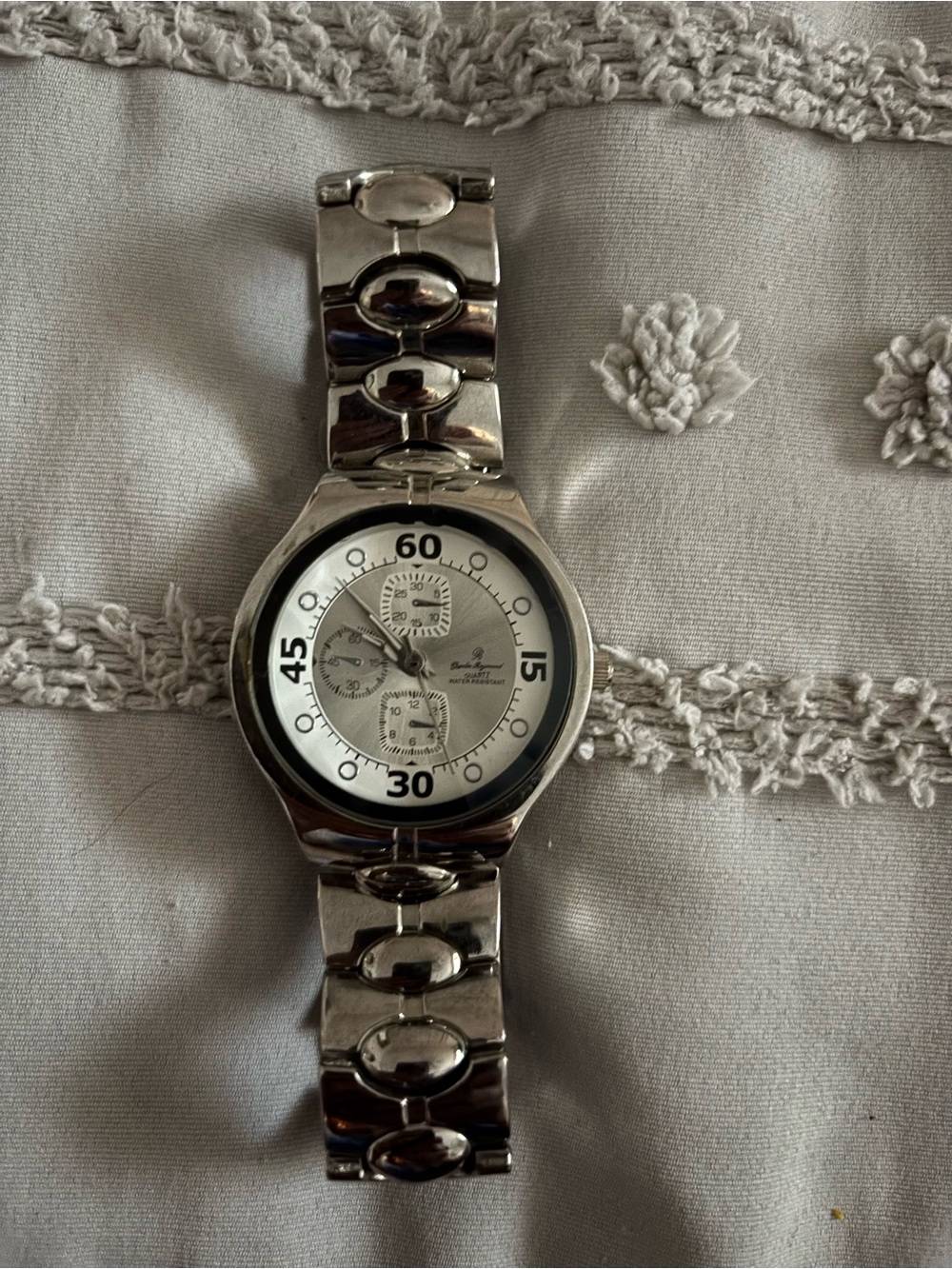 Silver Stainless Steel Chronograph Bracelet Watch - Silver Tone - Picture 1 of 3